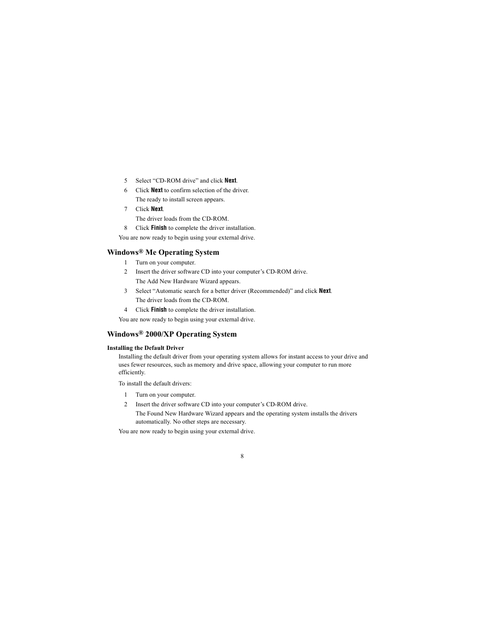 Windows® me operating system, Windows® 2000/xp operating system | Targus NOTEWORTHY 400-0084-001A User Manual | Page 8 / 19
