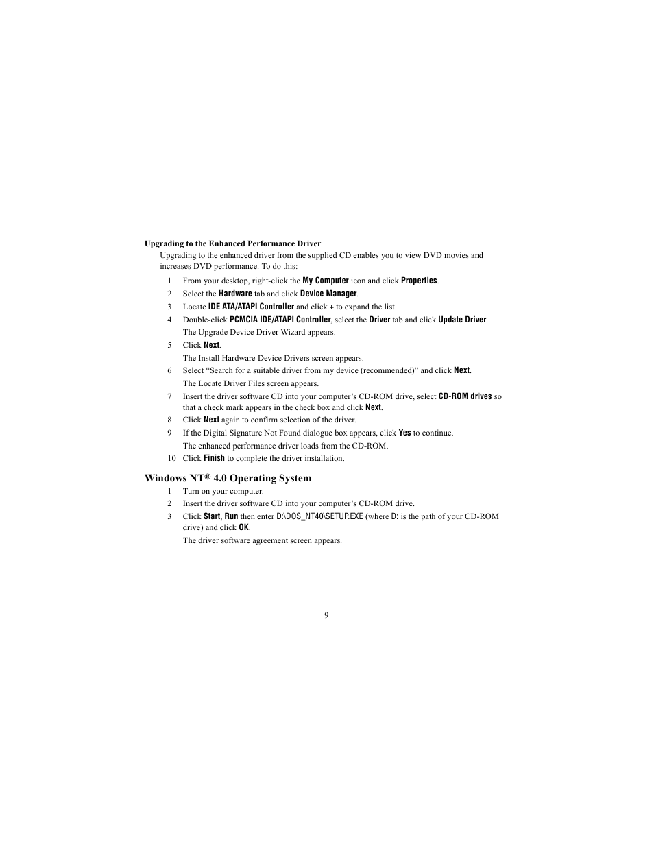 Windows nt® 4.0 operating system | Targus NOTEWORTHY 400-0084-001A User Manual | Page 9 / 19