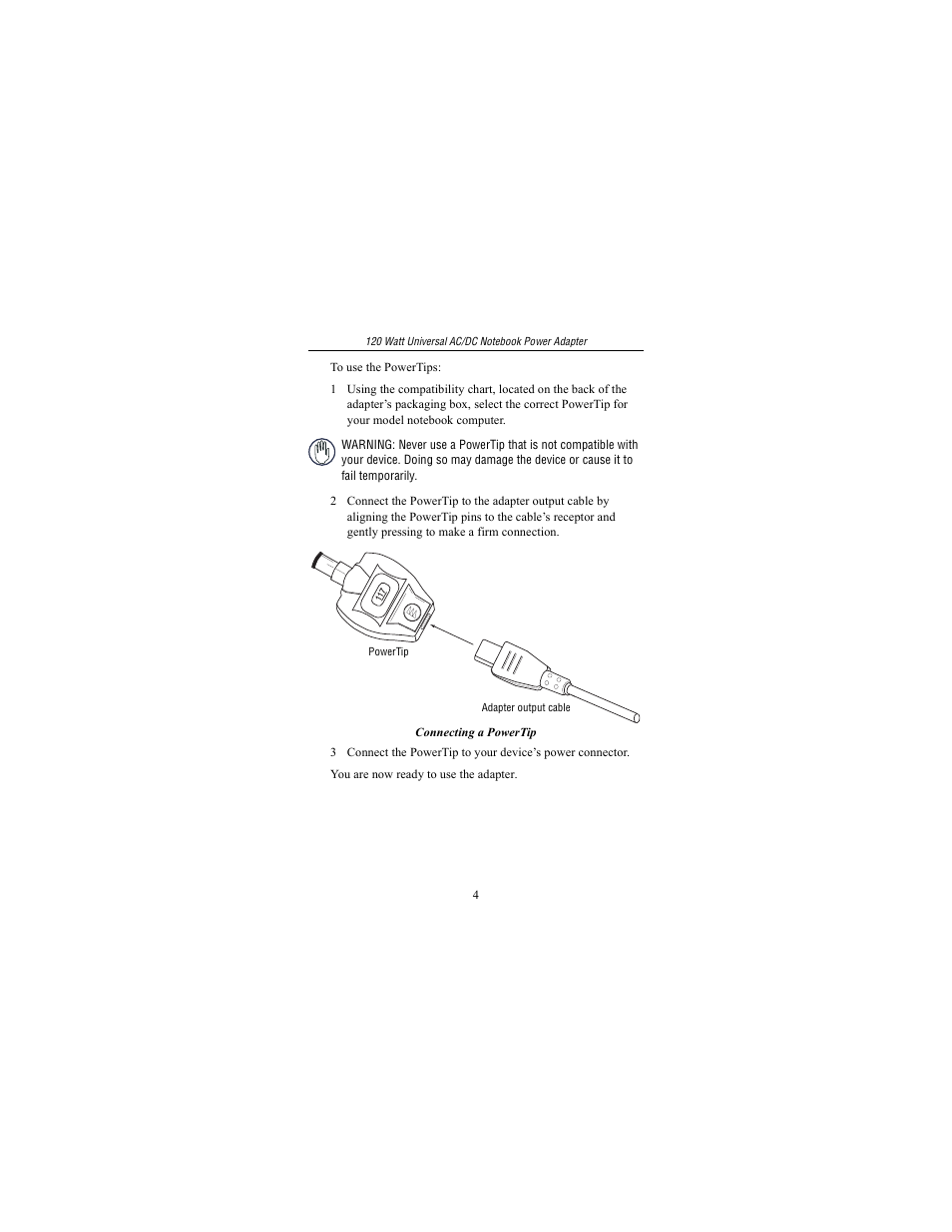 Targus 120 Watt Universal AC/DC Notebook Power Adapter User Manual | Page 4 / 11