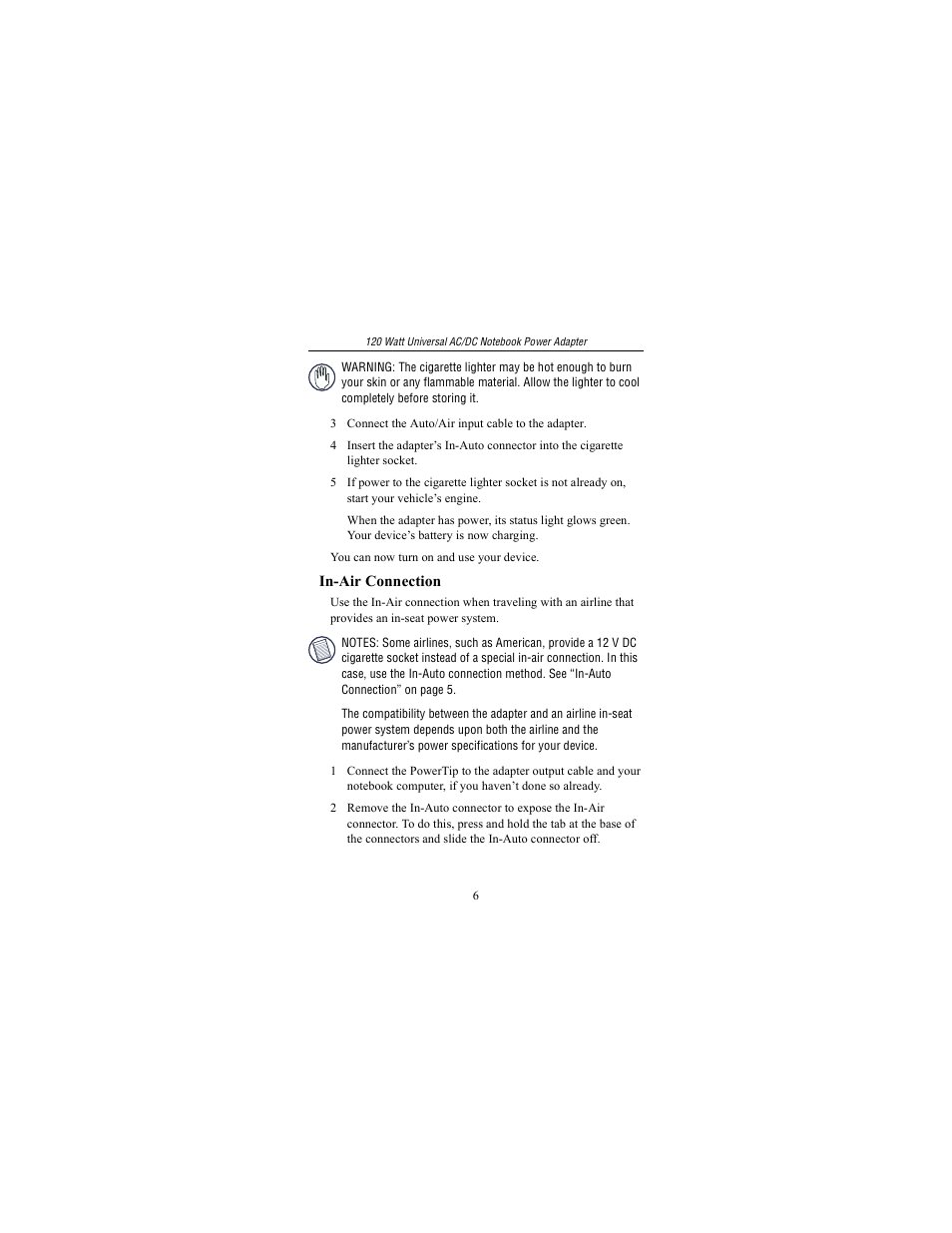 Targus 120 Watt Universal AC/DC Notebook Power Adapter User Manual | Page 6 / 11