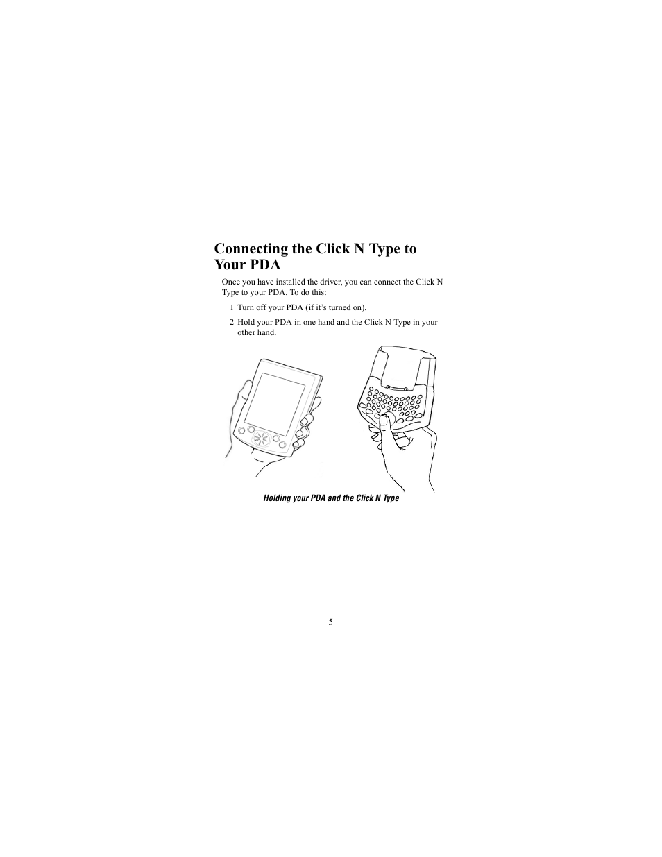 Connecting the click n type to your pda | Targus iPAQ 3800 User Manual | Page 5 / 19