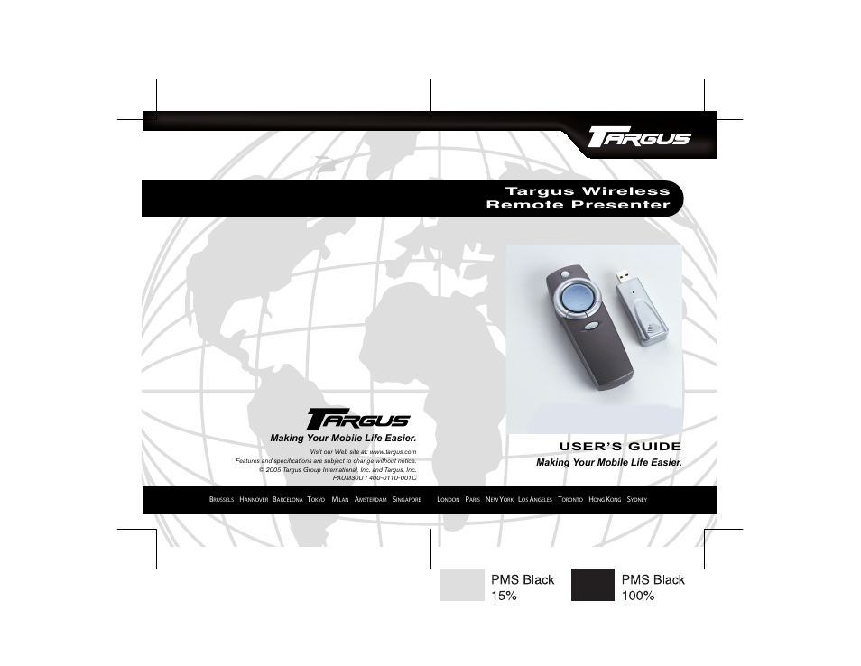 Targus Wireless Remote Presenter PAUM30U / 400-0110-001C User Manual | 11 pages
