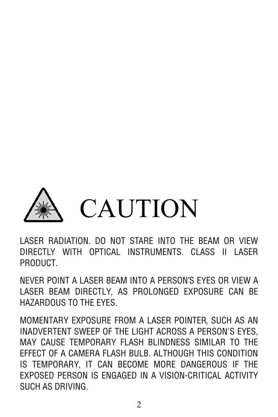 Caution | Targus Wireless Remote Presenter PAUM30U / 400-0110-001C User Manual | Page 2 / 11