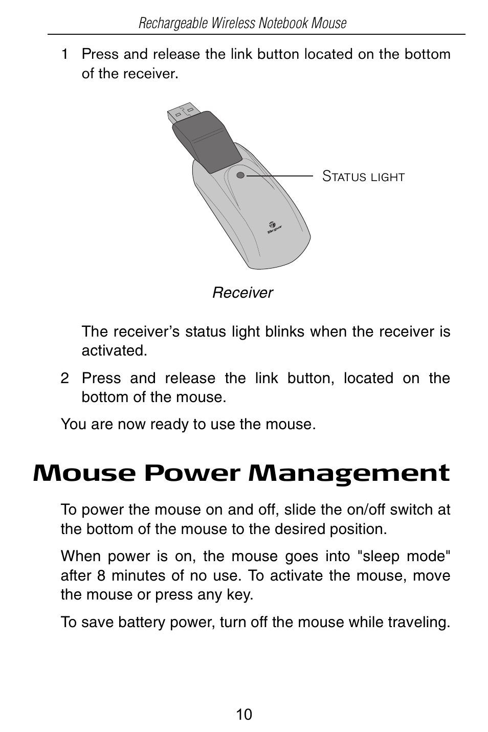 Mouse power management | Targus Rechargeable Wireless Notebook Mouse User Manual | Page 10 / 259