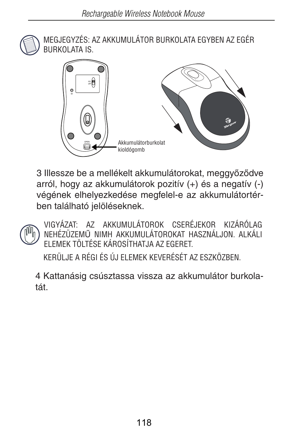 Targus Rechargeable Wireless Notebook Mouse User Manual | Page 118 / 259