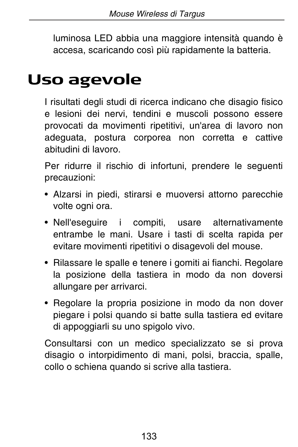 Uso agevole | Targus Rechargeable Wireless Notebook Mouse User Manual | Page 133 / 259