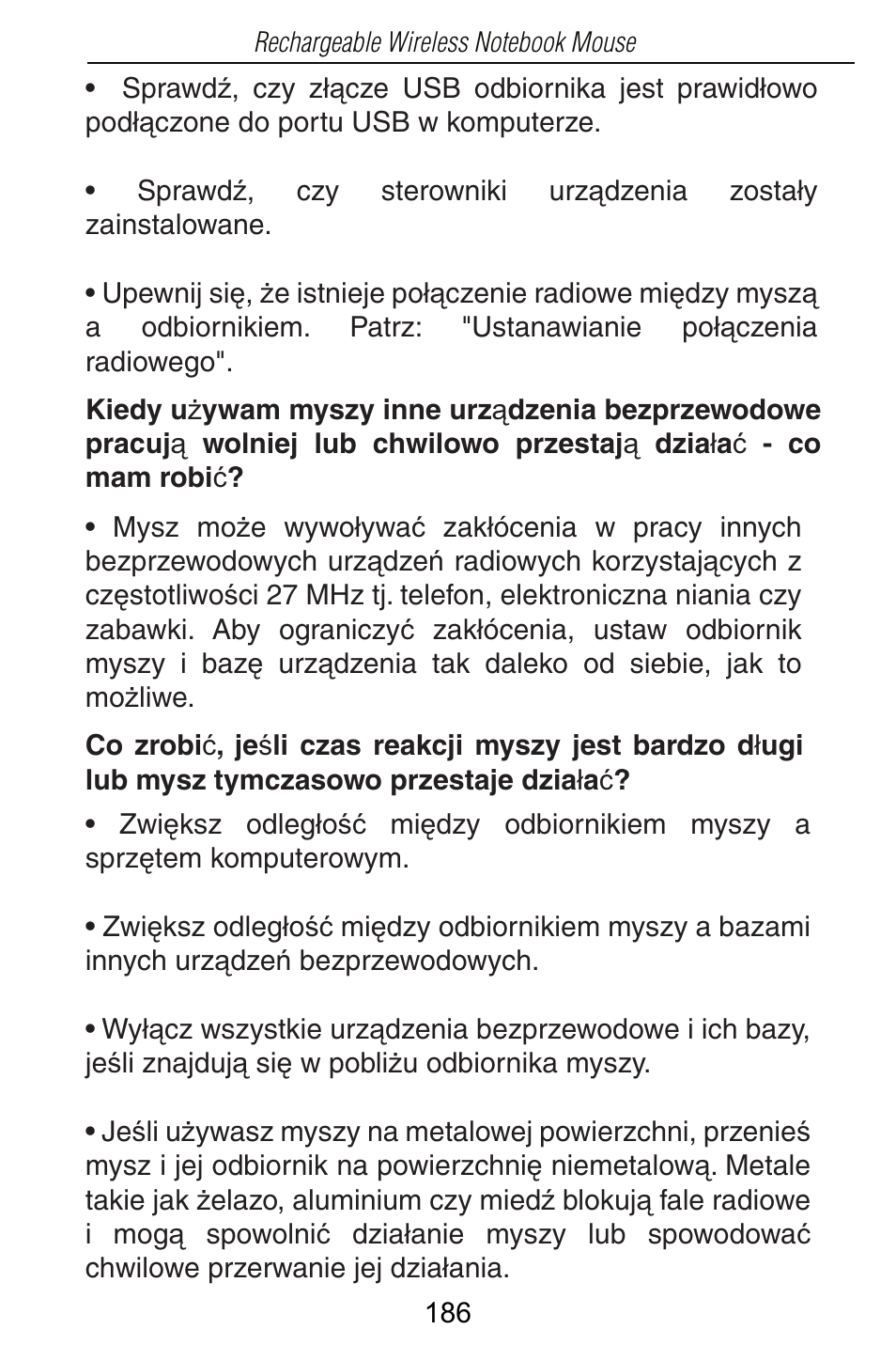Targus Rechargeable Wireless Notebook Mouse User Manual | Page 186 / 259