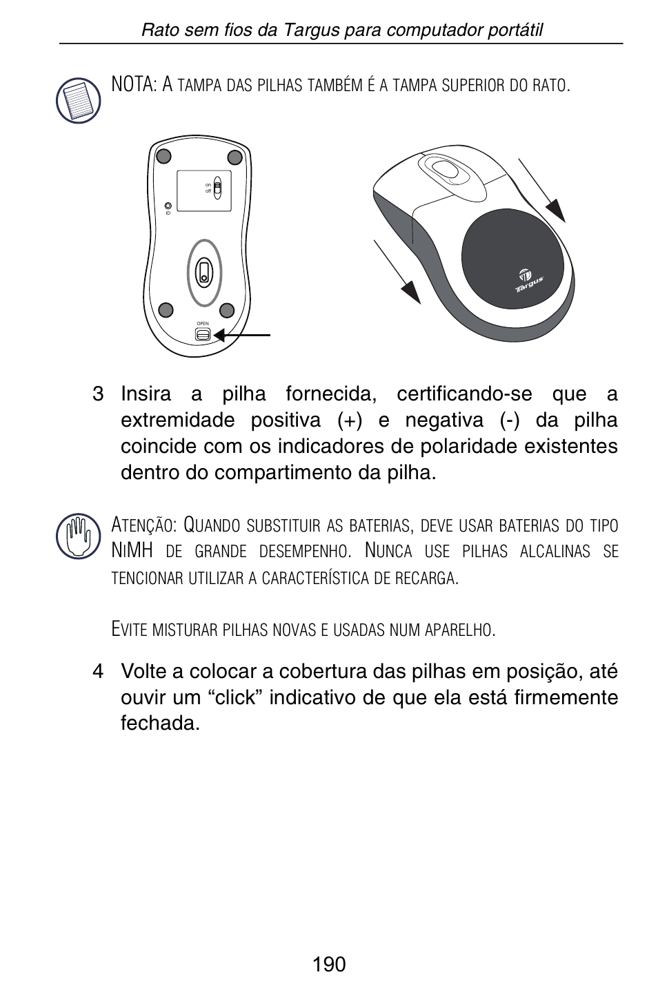 Targus Rechargeable Wireless Notebook Mouse User Manual | Page 190 / 259