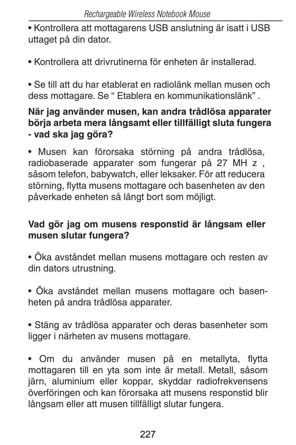 Targus Rechargeable Wireless Notebook Mouse User Manual | Page 227 / 259