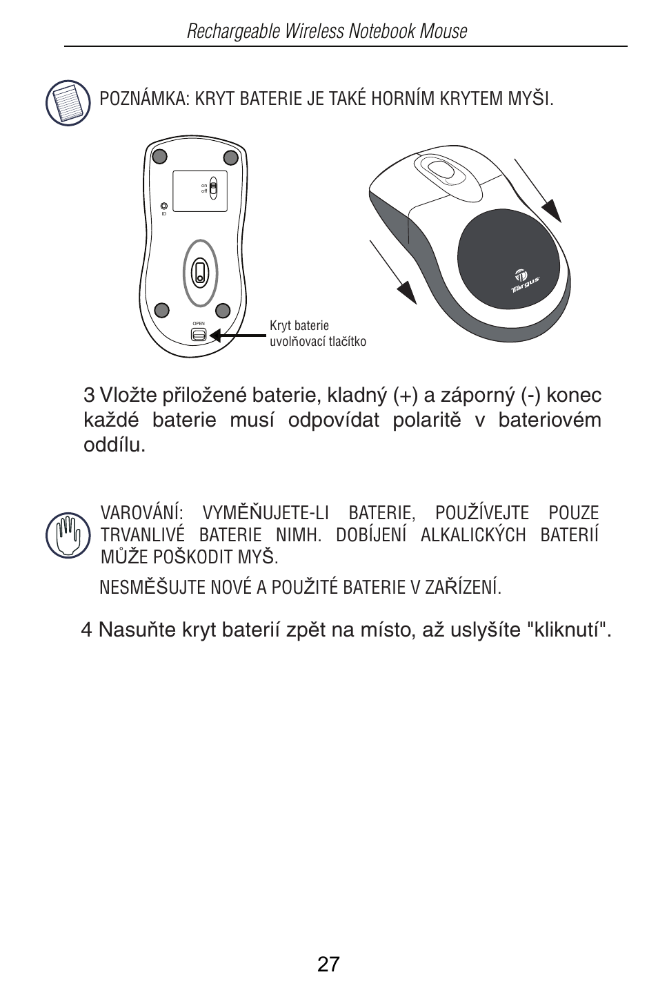 Targus Rechargeable Wireless Notebook Mouse User Manual | Page 27 / 259