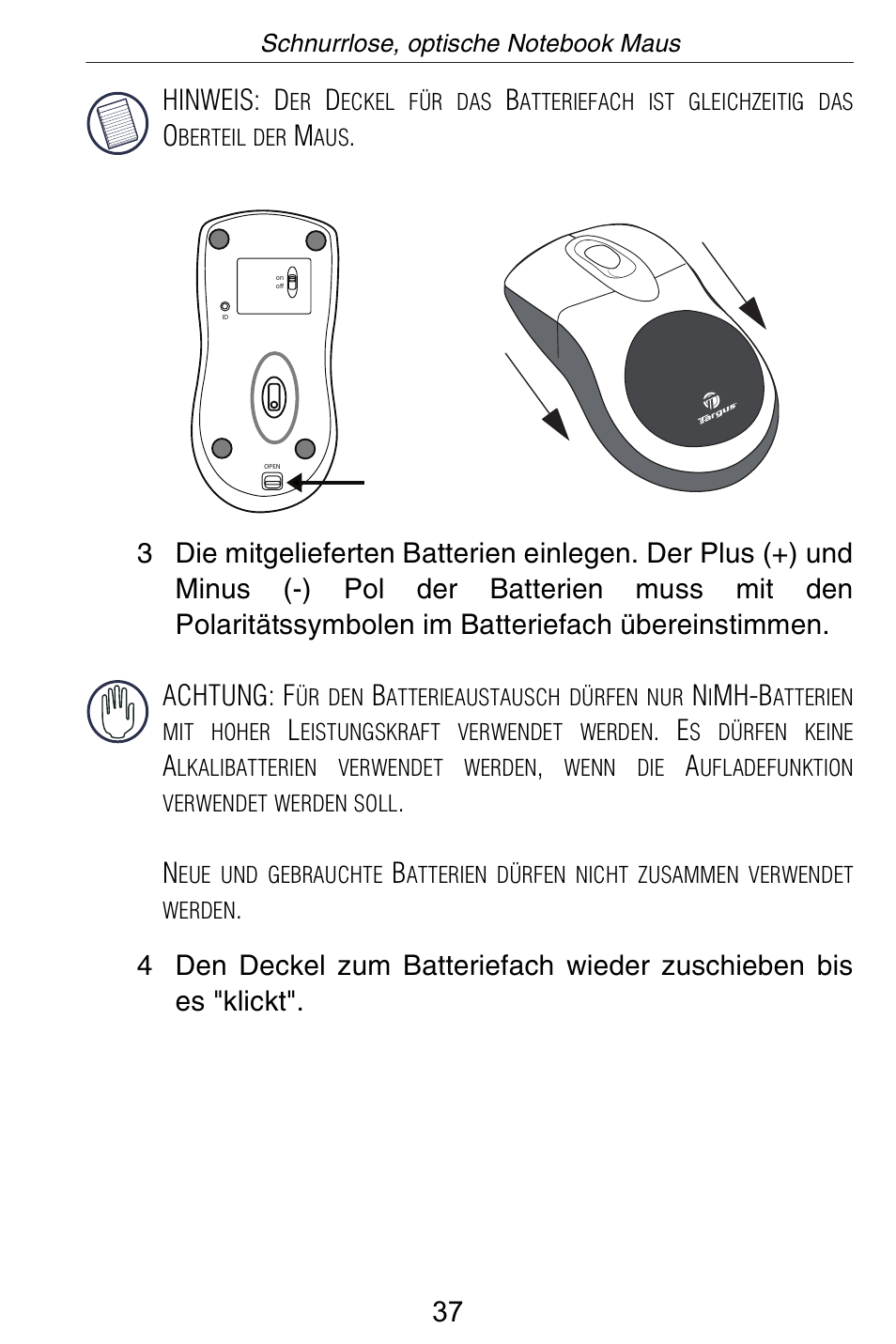 Targus Rechargeable Wireless Notebook Mouse User Manual | Page 37 / 259