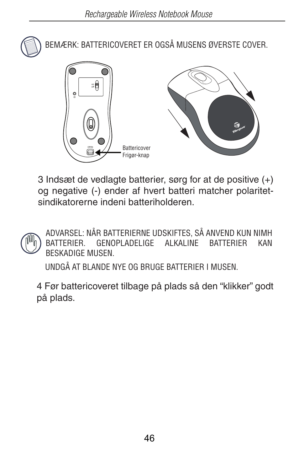 Targus Rechargeable Wireless Notebook Mouse User Manual | Page 46 / 259