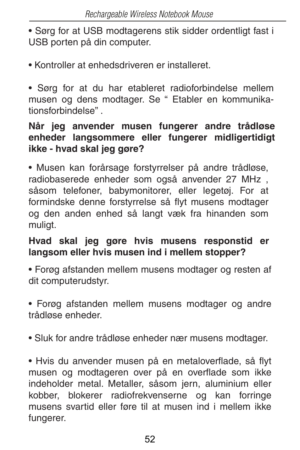 Targus Rechargeable Wireless Notebook Mouse User Manual | Page 52 / 259