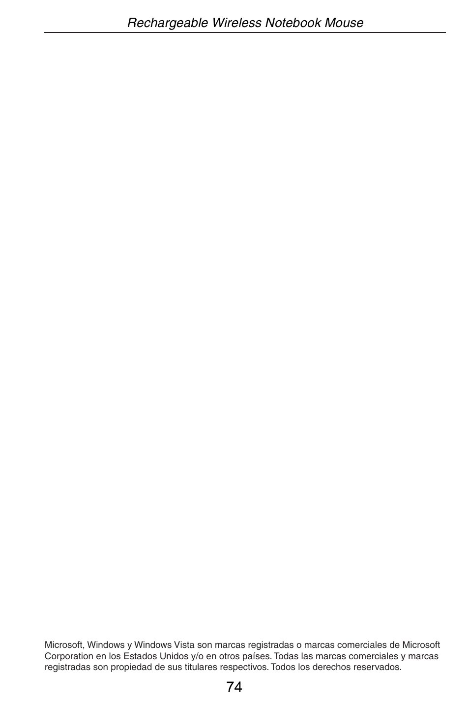 Targus Rechargeable Wireless Notebook Mouse User Manual | Page 74 / 259