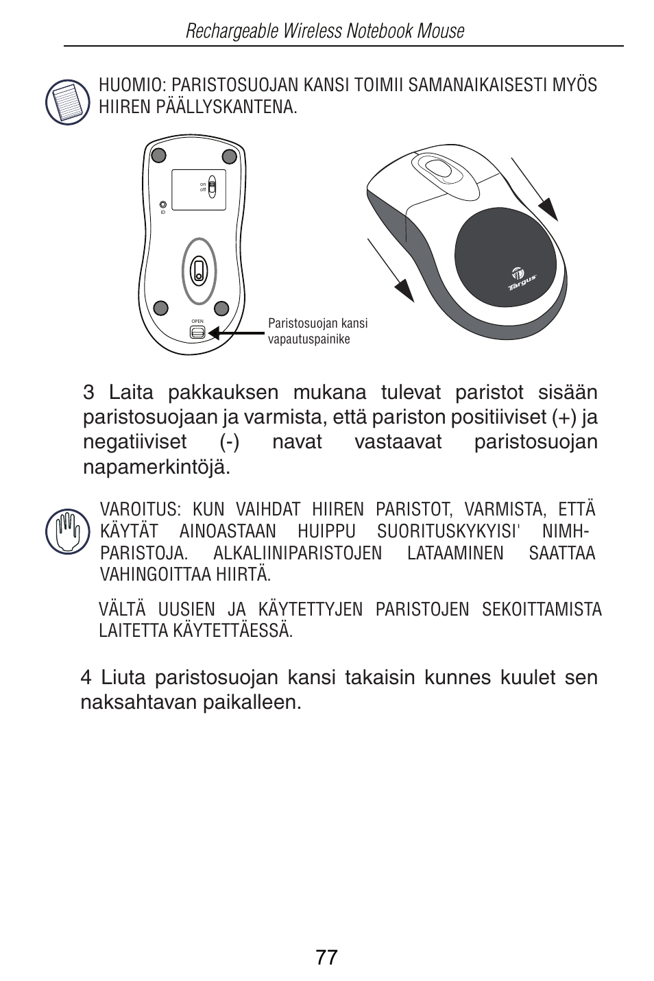 Targus Rechargeable Wireless Notebook Mouse User Manual | Page 77 / 259