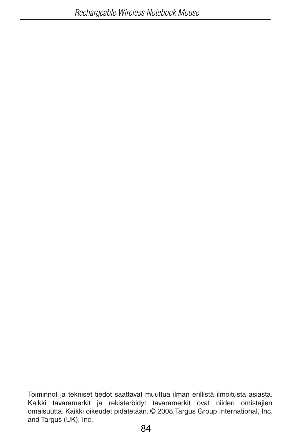 Targus Rechargeable Wireless Notebook Mouse User Manual | Page 84 / 259