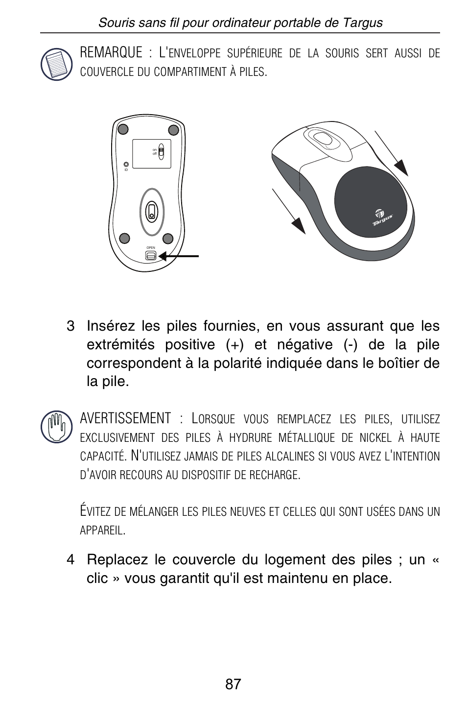 Targus Rechargeable Wireless Notebook Mouse User Manual | Page 87 / 259