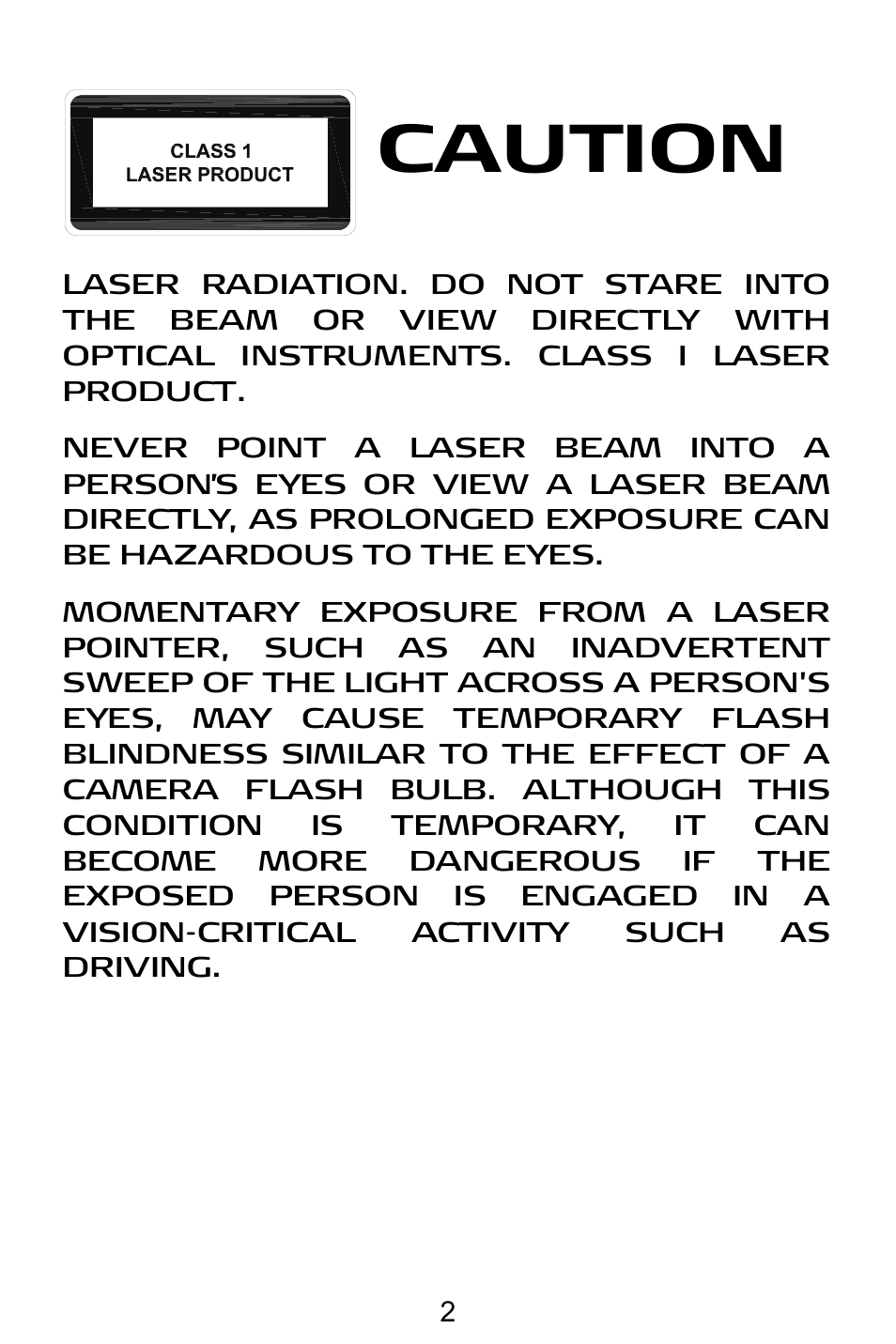 Caution | Targus Wireless Multimedia Presenter with Trackball User Manual | Page 2 / 16
