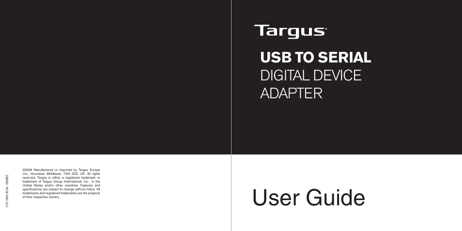 Targus USB to Serial Digital Device Adapter User Manual | 9 pages