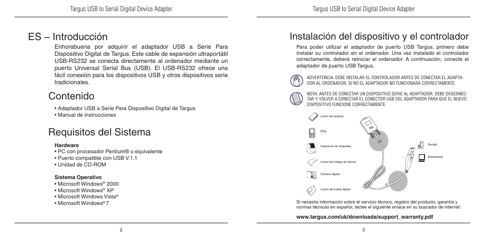 Targus USB to Serial Digital Device Adapter User Manual | Page 5 / 9