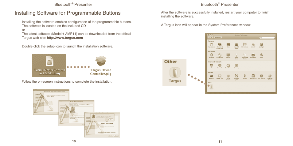 Installing software for programmable buttons | Targus Mac AMP11 User Manual | Page 7 / 10