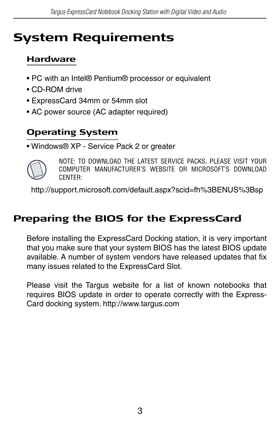 System requirements | Targus ACP60 User Manual | Page 4 / 23