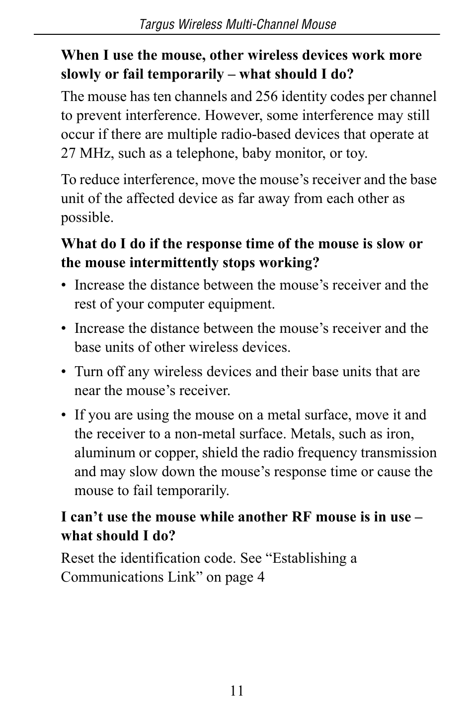 Targus Multi-Channel Mouse User Manual | Page 11 / 15
