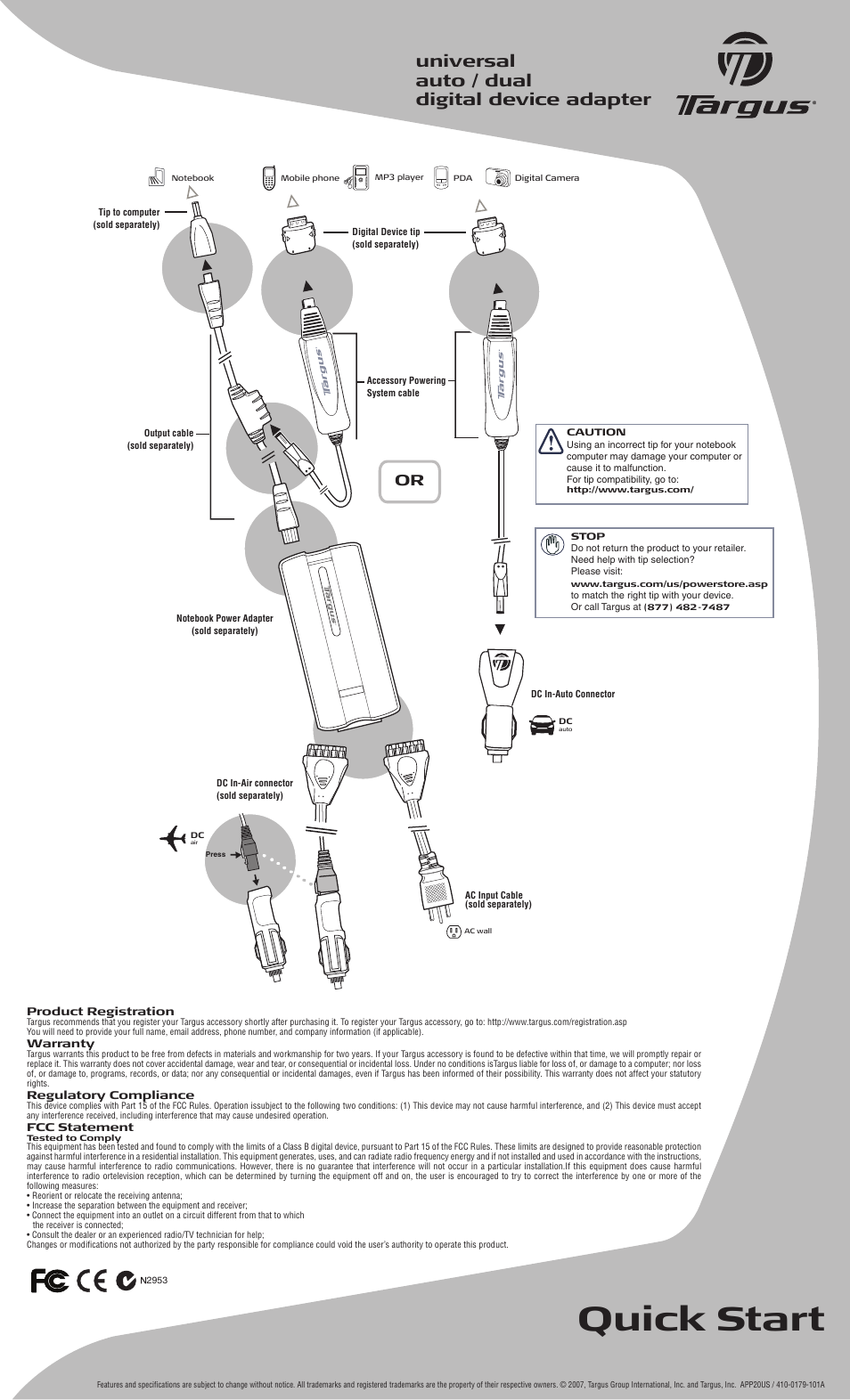 Targus APP20US User Manual | 1 page