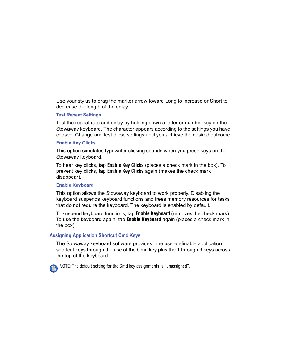 Assigning application shortcut cmd keys | Targus Stowaway User Manual | Page 19 / 37