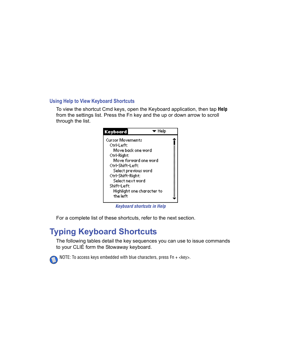 Using help to view keyboard shortcuts, Typing keyboard shortcuts | Targus Stowaway User Manual | Page 23 / 37