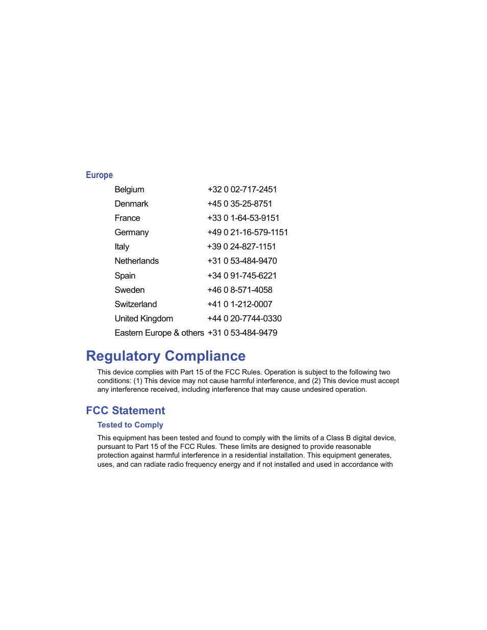 Europe, Regulatory compliance, Fcc statement | Targus Stowaway User Manual | Page 35 / 37