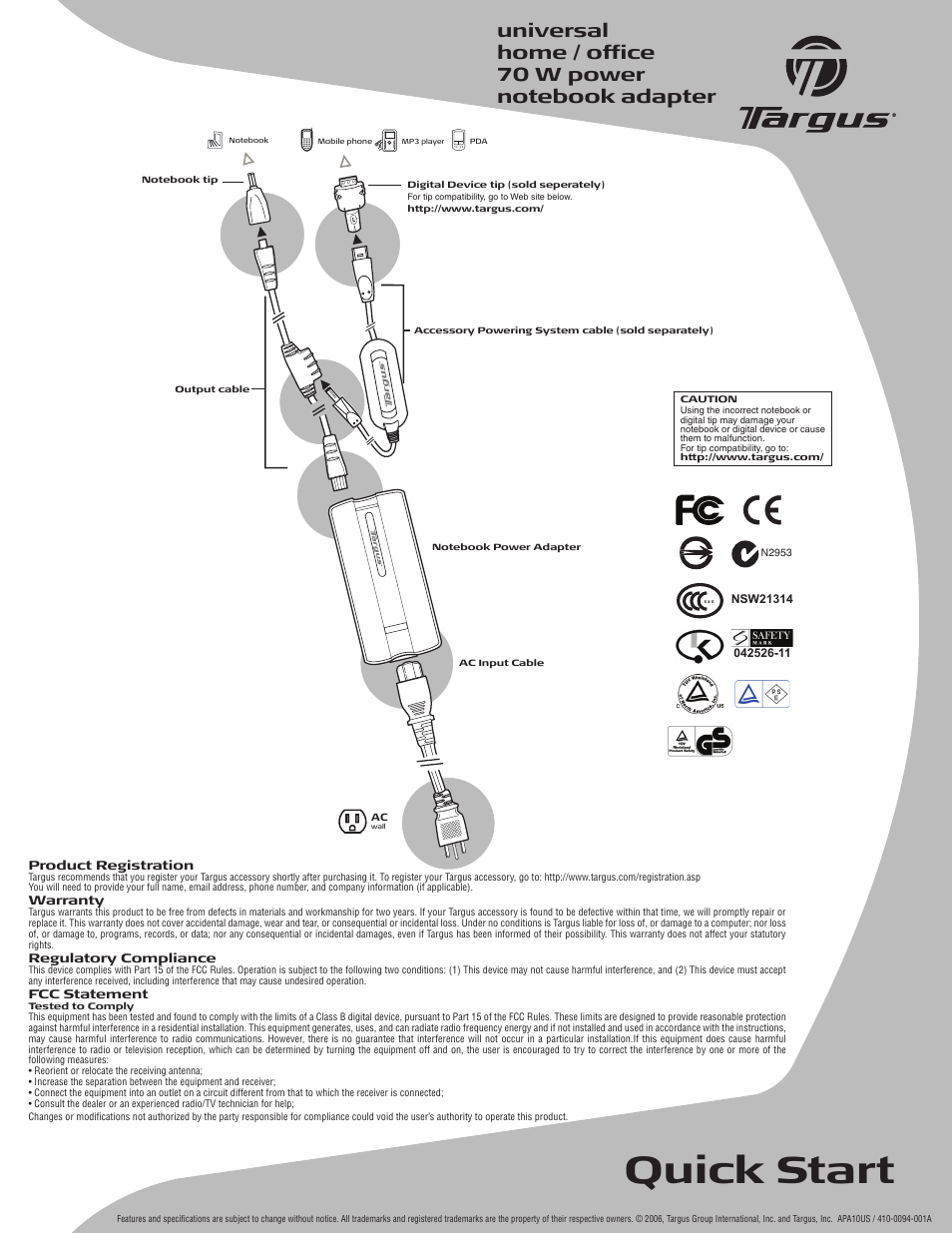 Targus APA10US User Manual | 1 page