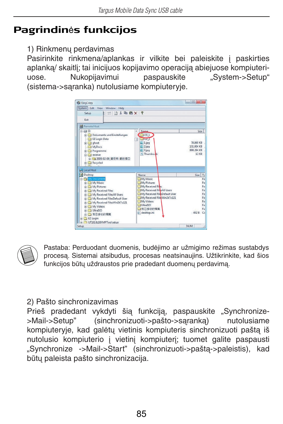 Pagrindin ơ s funkcijos | Targus USB Cable User Manual | Page 85 / 155