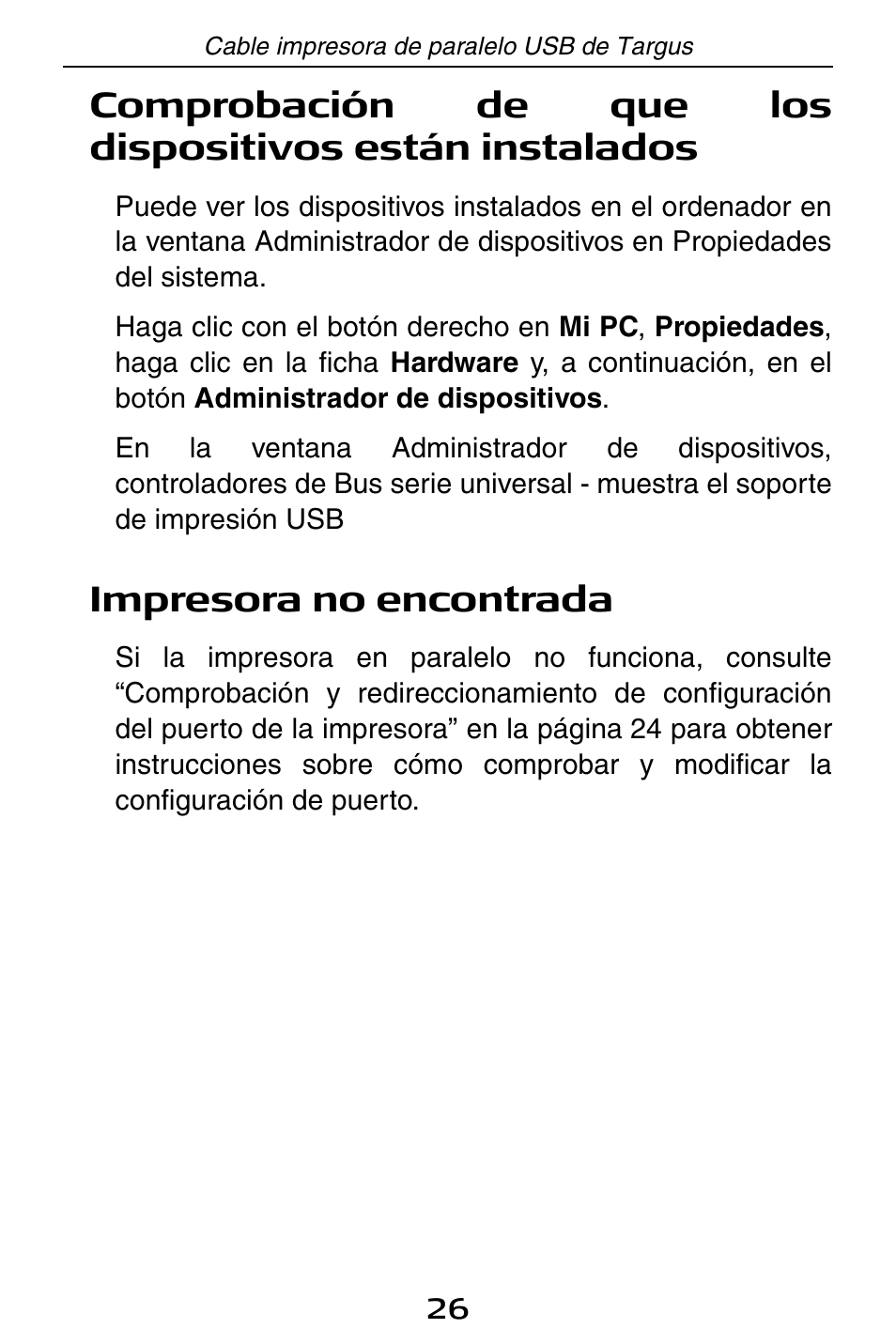 Impresora no encontrada | Targus PA096E User Manual | Page 26 / 66