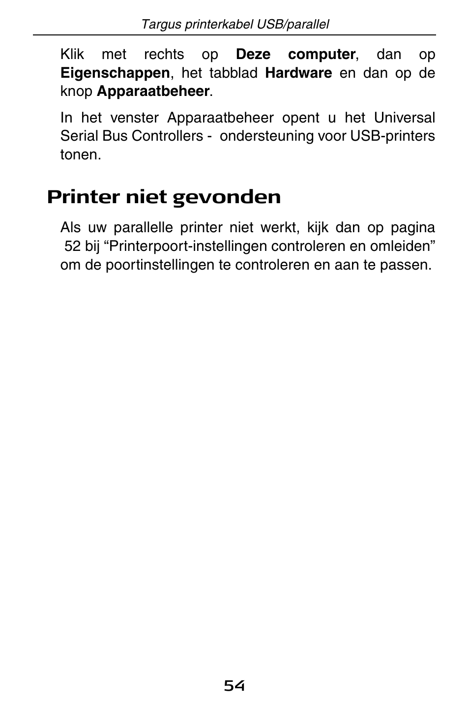 Printer niet gevonden | Targus PA096E User Manual | Page 54 / 66