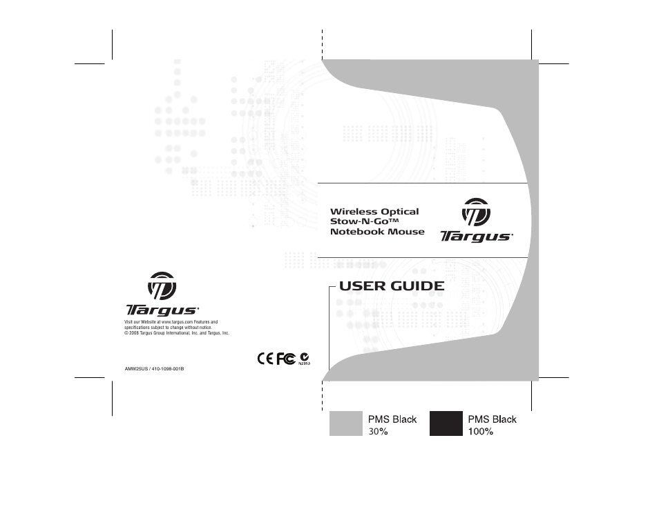 Targus Wireless Optical Stow-N-GoTM Notebook Mouse 30 User Manual | 11 pages