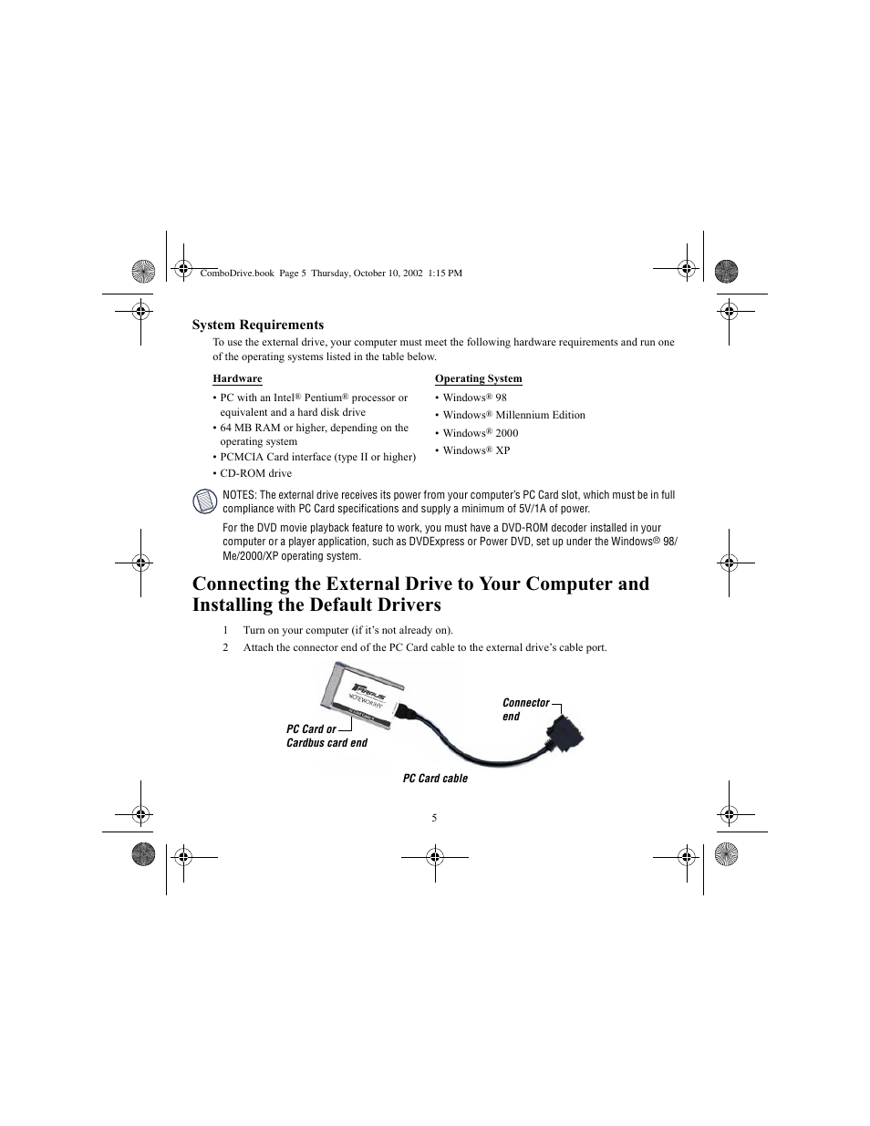 System requirements, Default drivers | Targus Targus User Manual | Page 5 / 15