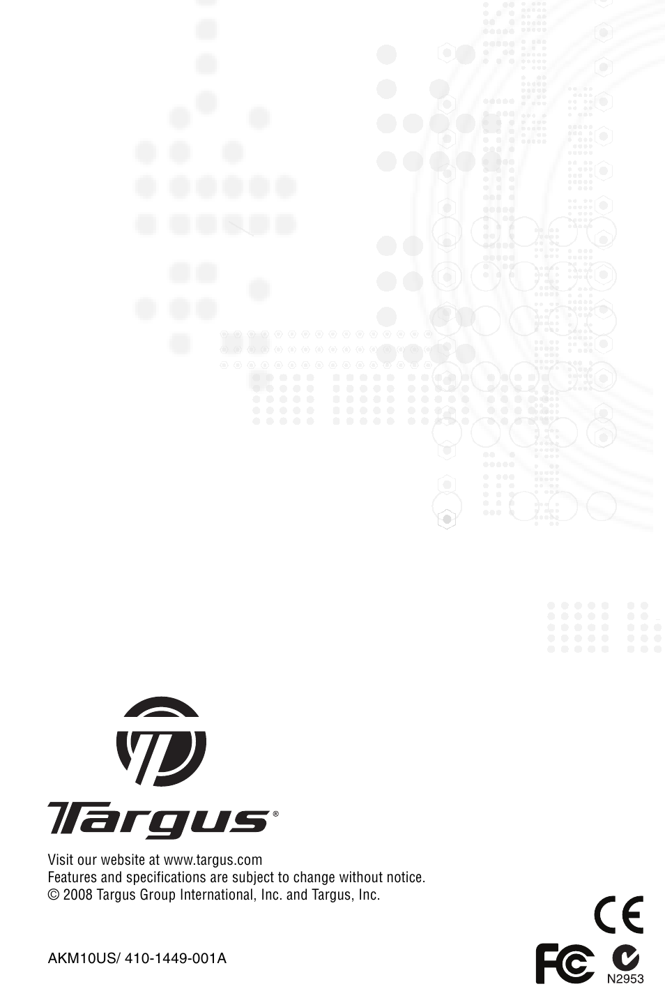 User guide, Wireless keypad and optical mouse combo | Targus AKM10US User Manual | Page 16 / 16