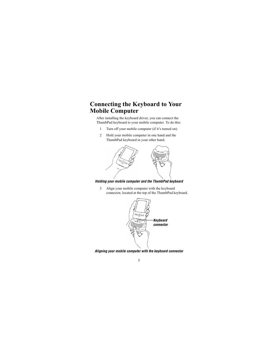 Connecting the keyboard to your mobile computer | Targus ThumbPad Portable Keyboard User Manual | Page 5 / 15