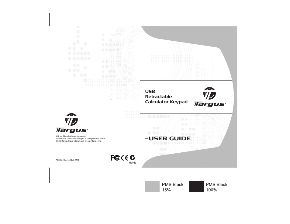 Targus USB Retractable Calculator Keypad User Manual | 15 pages