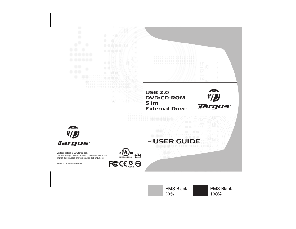 Targus USB 2.0 DVD/CD-ROM Slim External Drive User Manual | 12 pages