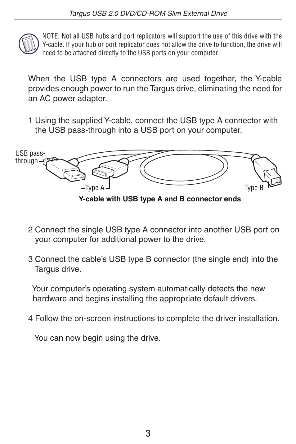 Targus USB 2.0 DVD/CD-ROM Slim External Drive User Manual | Page 4 / 12