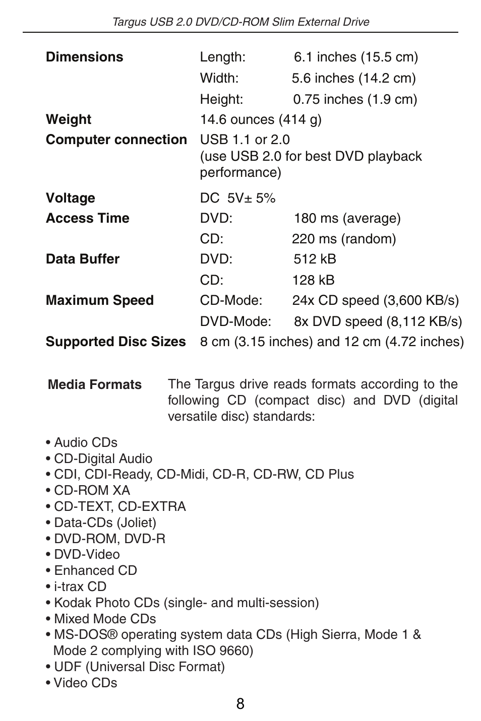 Targus USB 2.0 DVD/CD-ROM Slim External Drive User Manual | Page 9 / 12