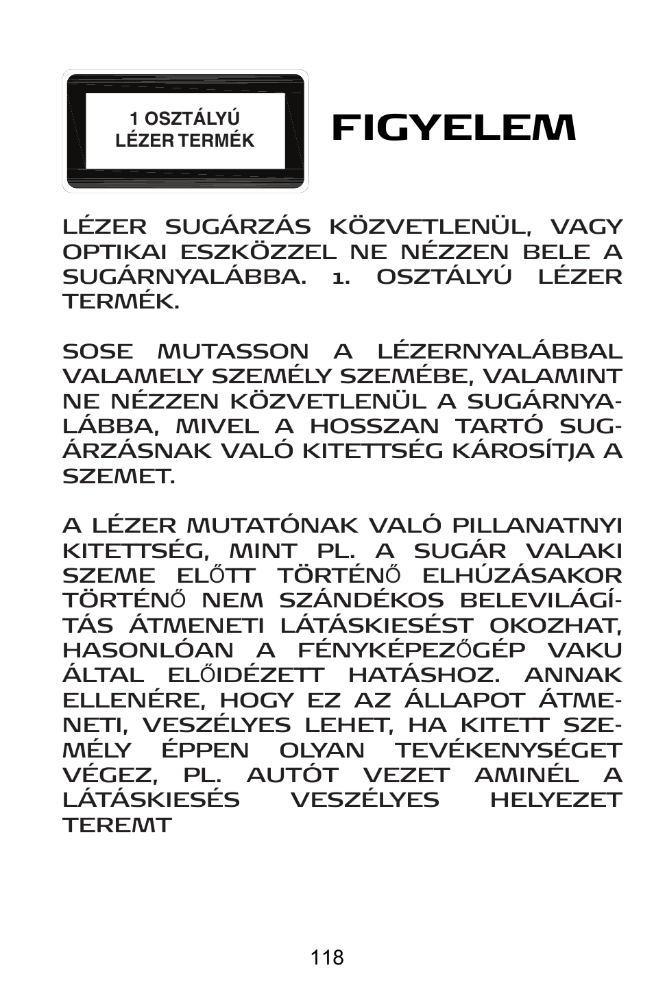 Figyelem | Targus AMW15EU User Manual | Page 118 / 259