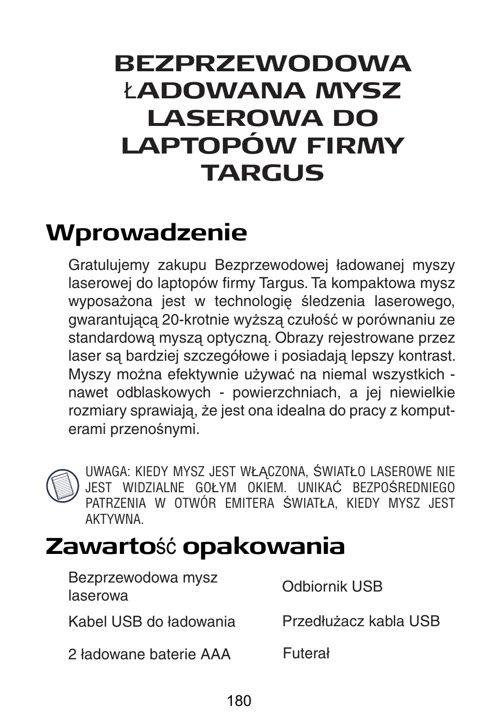 Pl – polski | Targus AMW15EU User Manual | Page 180 / 259