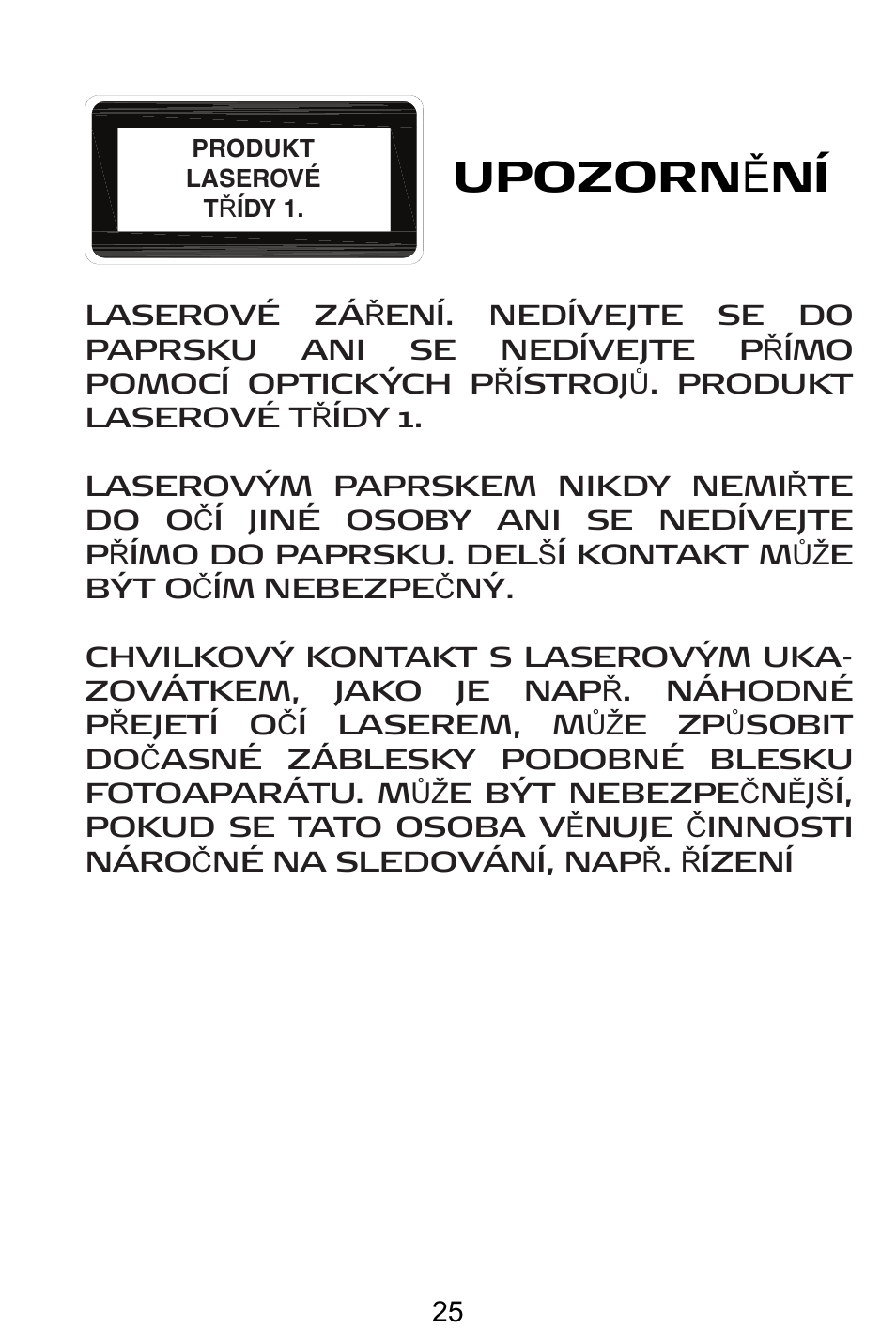 Cz – ceština, Upozorn ċ ní | Targus AMW15EU User Manual | Page 25 / 259