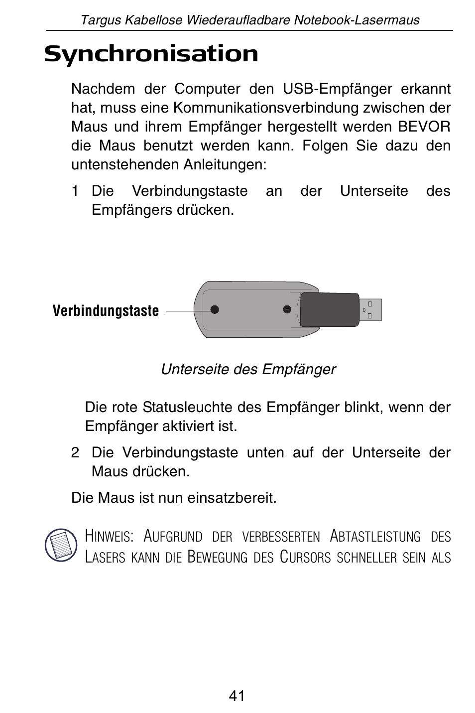 Synchronisation | Targus AMW15EU User Manual | Page 41 / 259