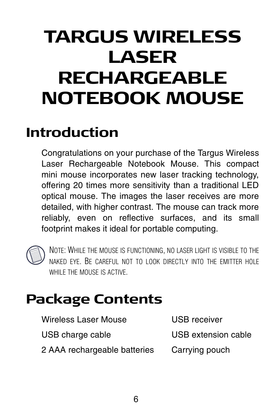 Gb – english, Introduction, Package contents | Targus AMW15EU User Manual | Page 6 / 259