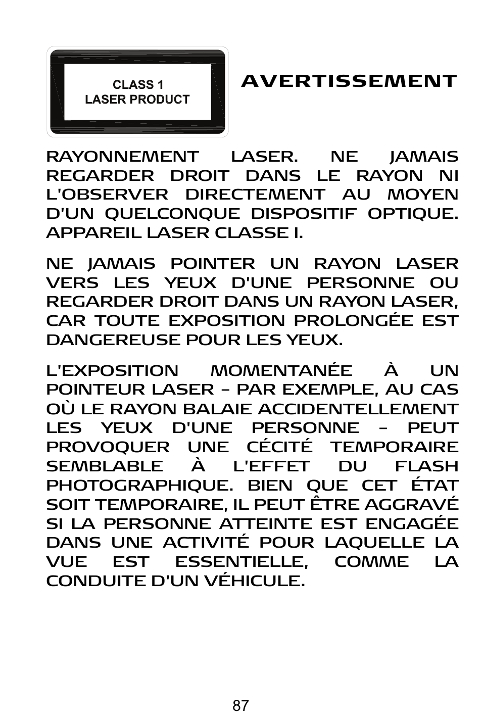 Avertissement | Targus AMW15EU User Manual | Page 87 / 259