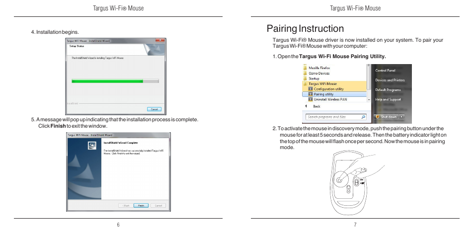 Pairing instruction | Targus Wi-Fi 410-2310-001A User Manual | Page 4 / 9